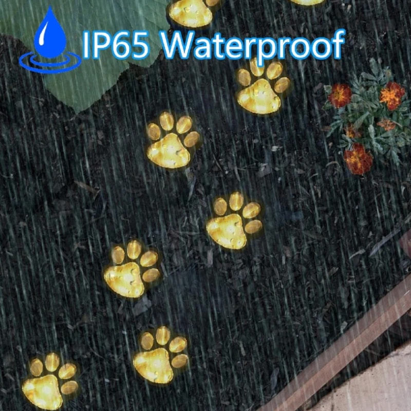Solar Powered Dog Paw Print Lights Outdoor Waterproof Pet Lovers Gifts For Garden Patio Yard Walk W 1