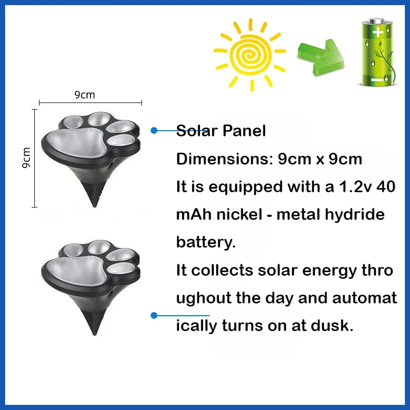 Solar Powered Dog Paw Print Lights Outdoor Waterproof Pet Lovers Gifts For Garden Patio Yard Walk W 2