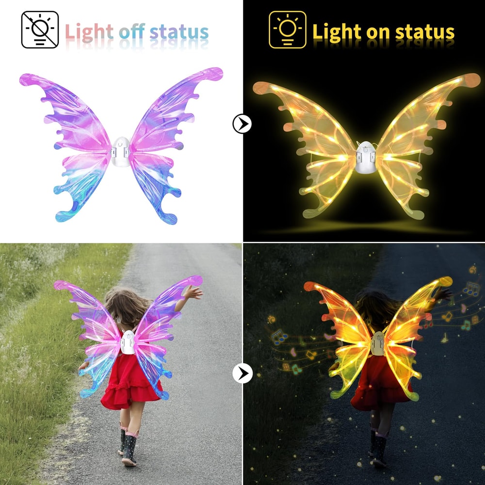 Battery Powered Dreamy Fairy Wings Costume Accessory Angel Wings Girl Performance Props For Kids El 3