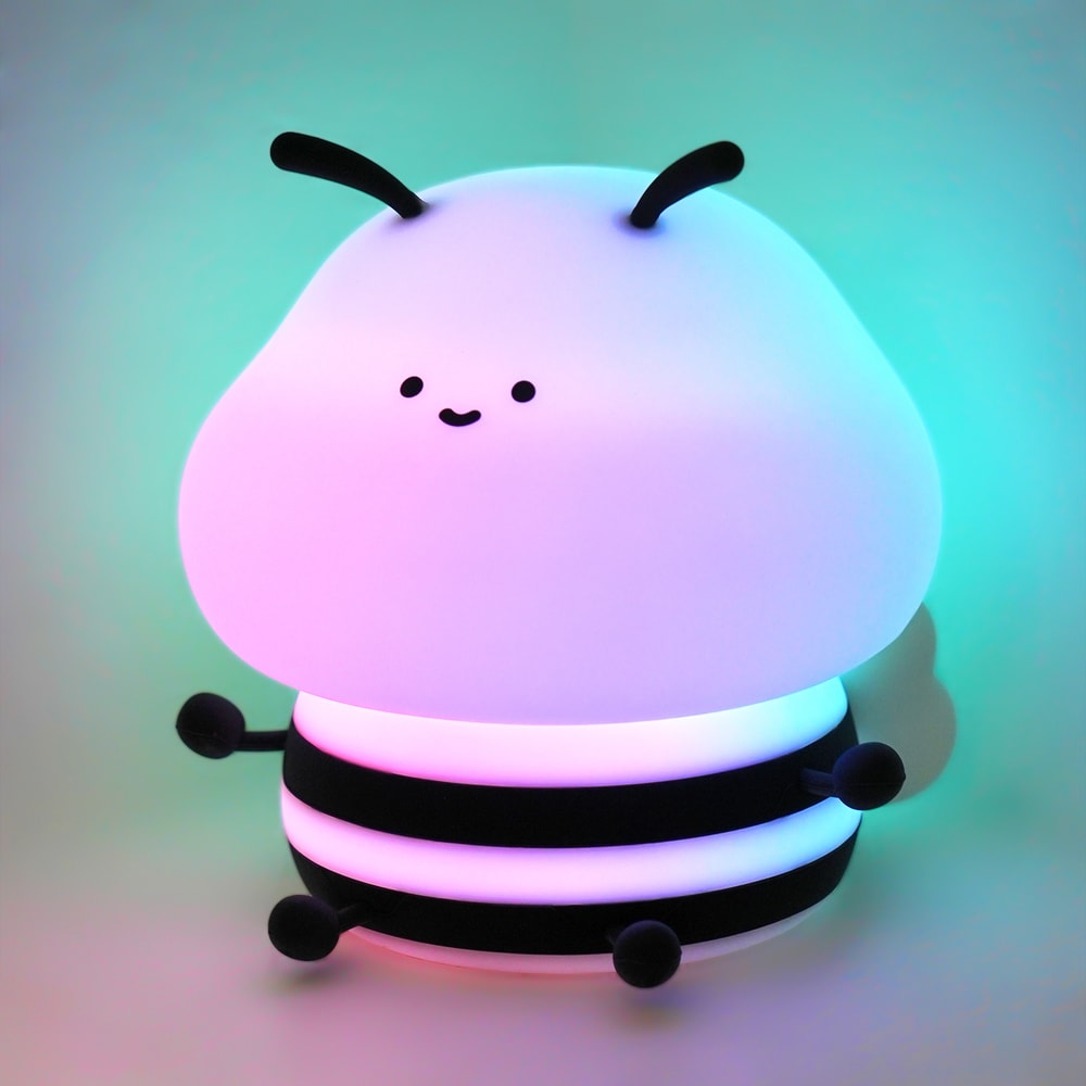 Bee Cartoon Animals Silicone Lamp LED USB Rechargeable Night Light Touch Control For Children Sleep 4