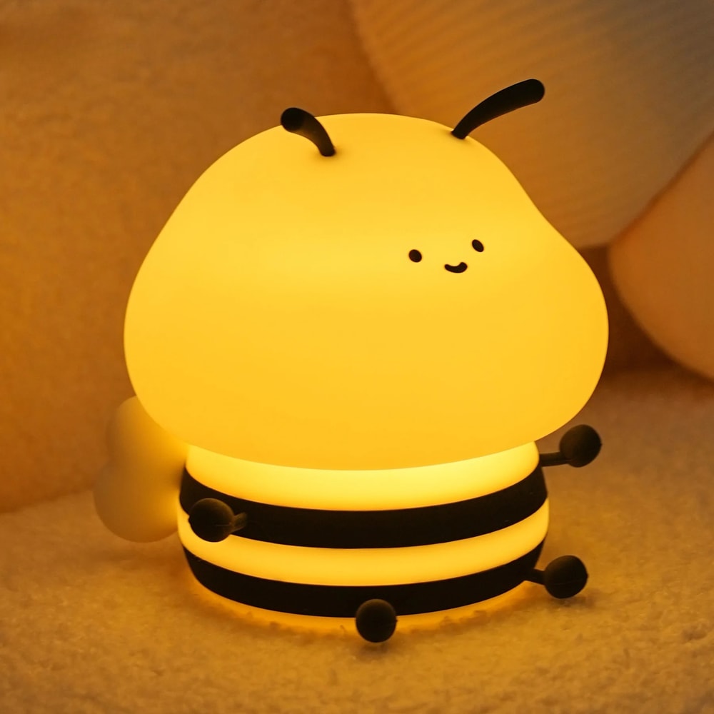 Bee Cartoon Animals Silicone Lamp LED USB Rechargeable Night Light Touch Control For Children Sleep 6