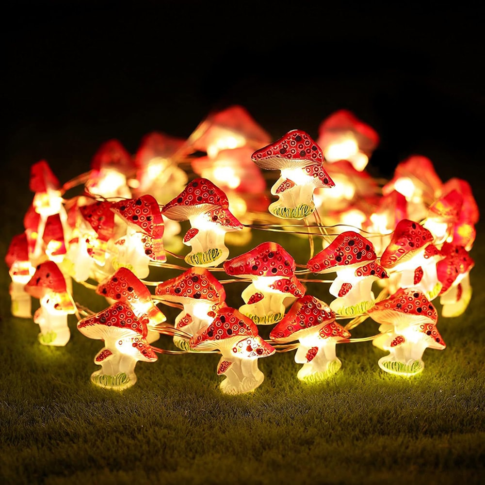 LED Mushroom Light Copper Wire Light String Micro Landscape Decorative Light For Easter Colorful Li 0