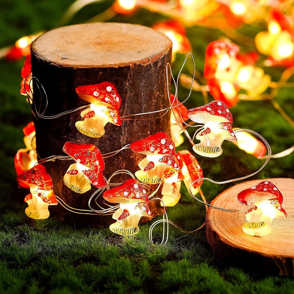 LED Mushroom Light Copper Wire Light String Micro Landscape Decorative Light For Easter Colorful Li 2