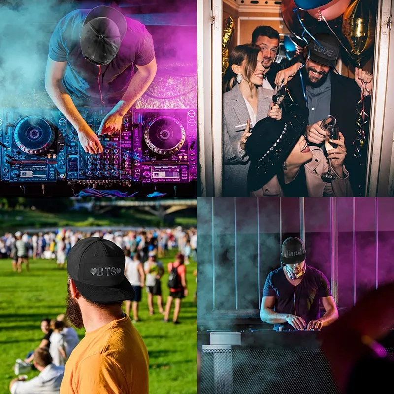 Hat Programmable Hip Hop Cap With App Bluetooth Control For Festival Party Club Christmas Concert H 4