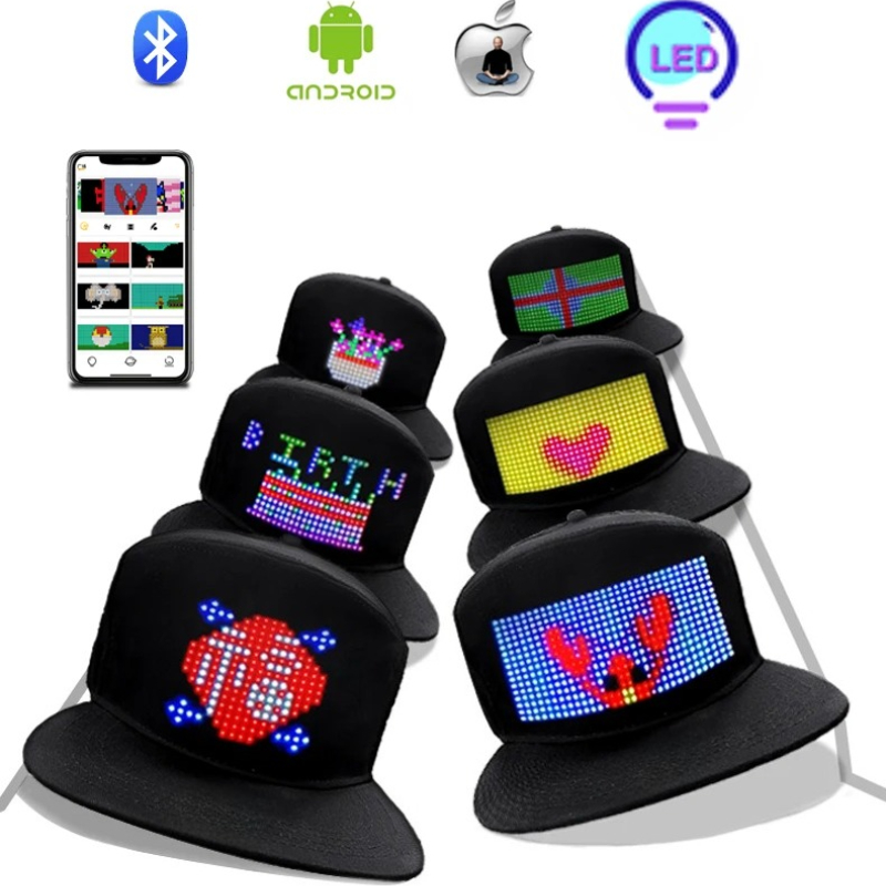 Hat Programmable Hip Hop Cap With App Bluetooth Control For Festival Party Club Christmas Concert H 5
