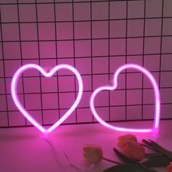 pink usb atmosphere led neon light sign, heart shape wall mounted night light for valentine's day, bedroom, living room,