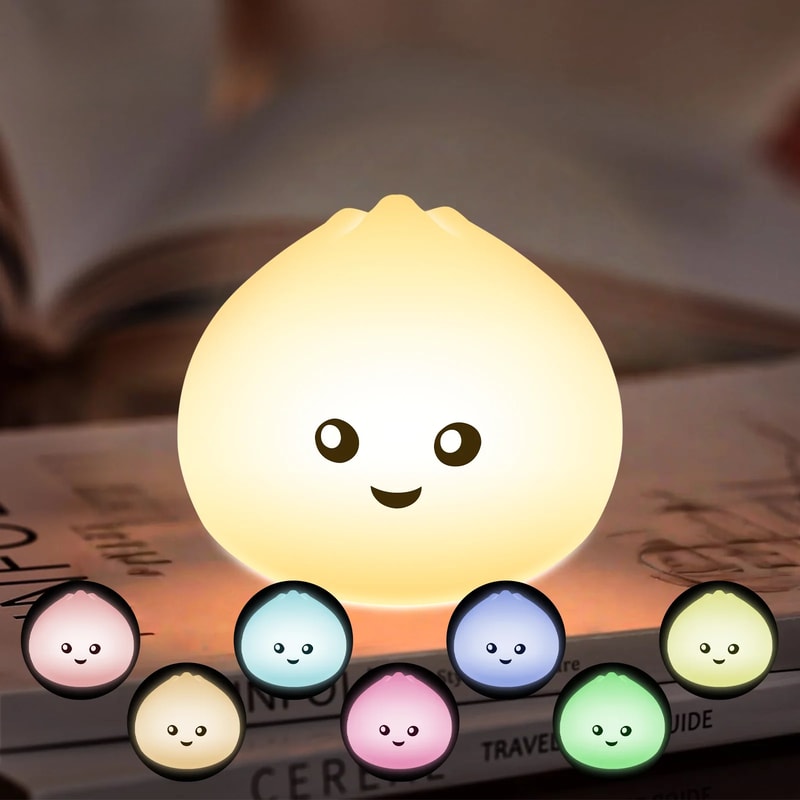 Creative Baozishaped Baby Night Light Battery Powered Silicone Soft Light Eye Protection For Bedroo 1