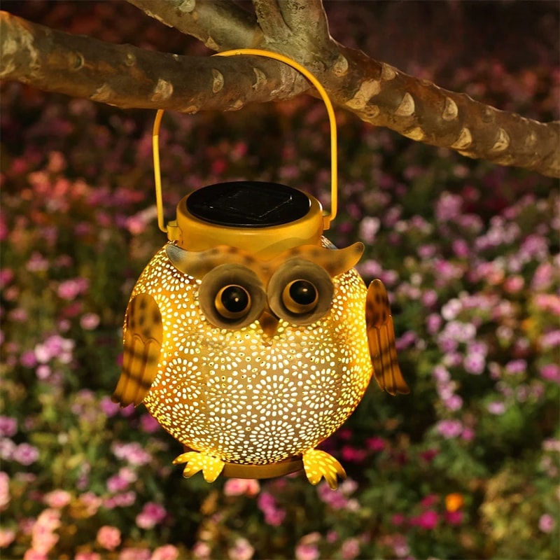 Owl Hanging Solar Lanterns, Waterproof Metal Decorative Solar Lights for Garden, Patio, Yard, Table, Pathway Outdoor
