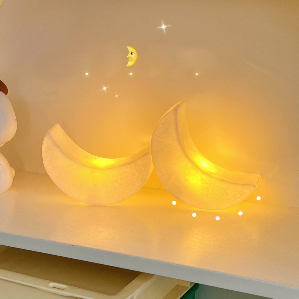 Battery Powered LED Cartoon Moon Shaped Night Light Atmosphere Table Lamp For Bedroom Bedside Livin 2