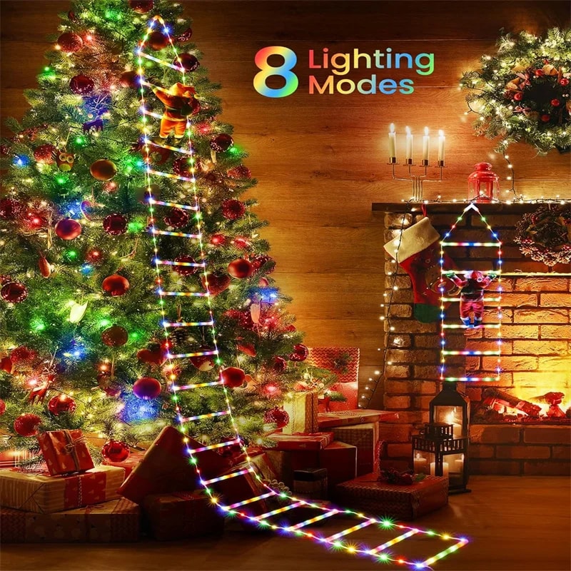 Santa Claus Ladder Lights Christmas Tree Lights Decor Indoor Outdoor LED String For Window Garden H 1