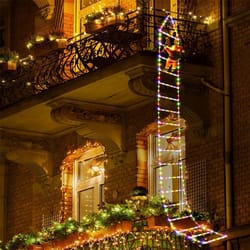 santa claus ladder lights, christmas tree lights decor, indoor outdoor led string for window garden hanging decoration