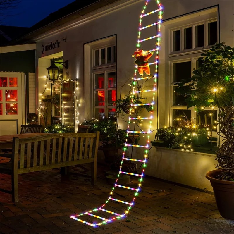 Santa Claus Ladder Lights Christmas Tree Lights Decor Indoor Outdoor LED String For Window Garden H 3