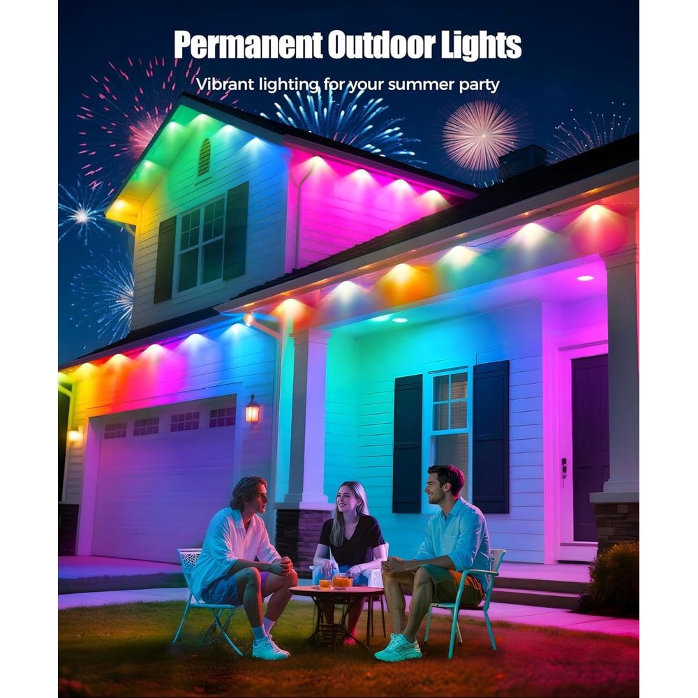 Smart RGB Eave Lights, LED String Lights for Outdoor, App & Remote Controlled, Permanent DIY Christmas, New Year,