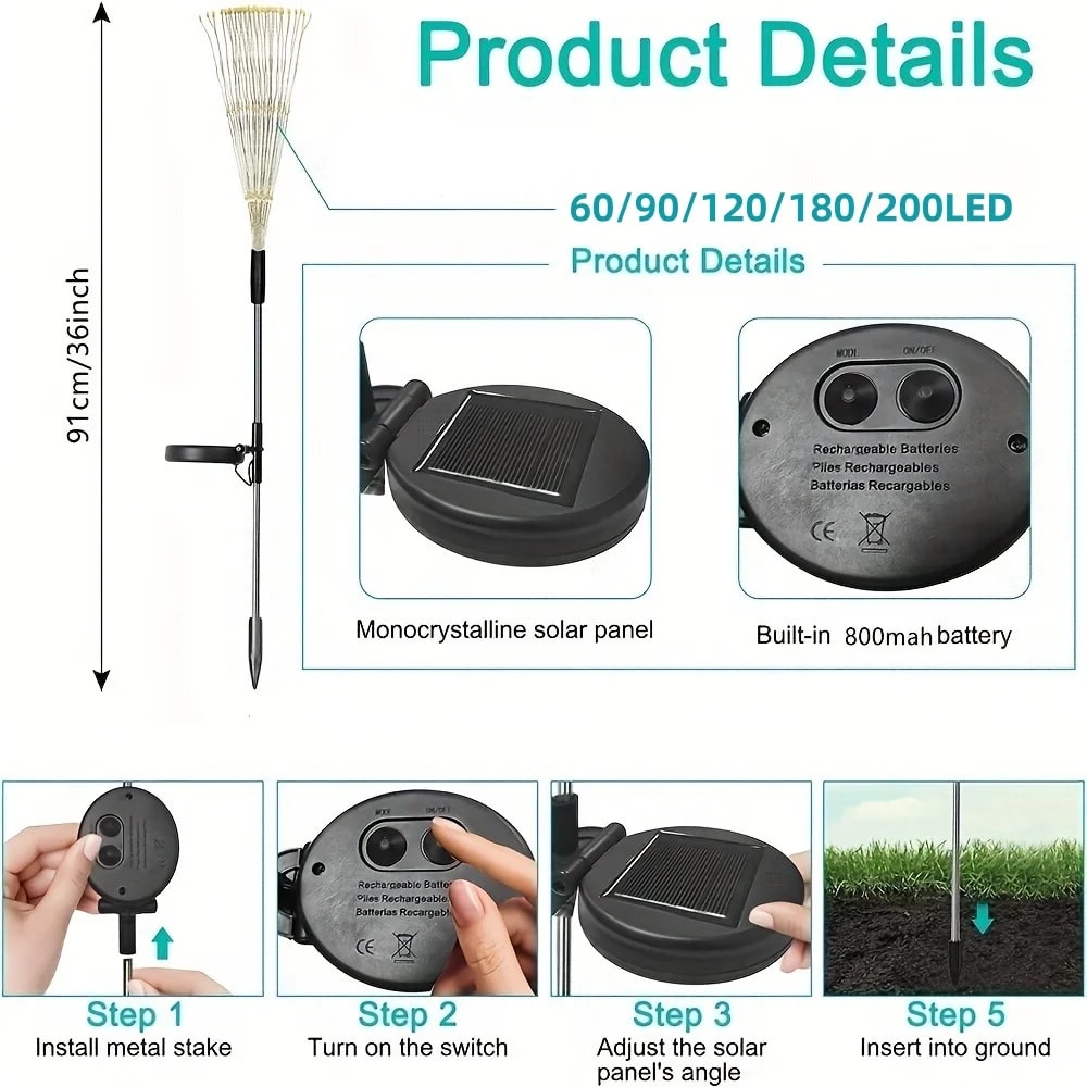 Outdoor DIY Lights Lighting Modes Solar Fireworks Lights Courtyard Garden Patio Lawn Landscape Lig 3