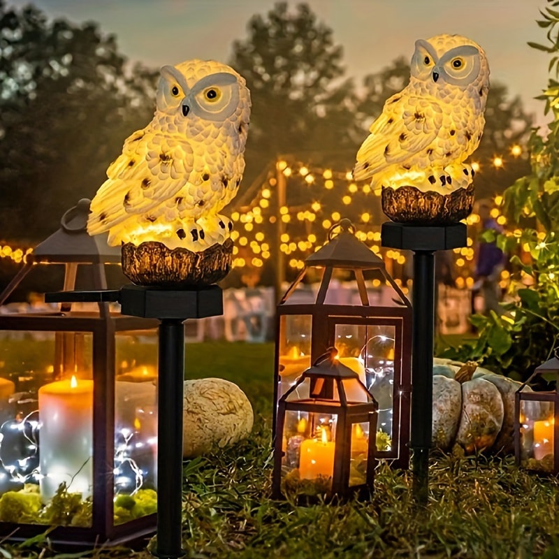 Solar Powered Owl Ground Lamp, Waterproof Outdoor Landscape Light, Lawn Garden Pathway Decor Light for Night Atmosphere