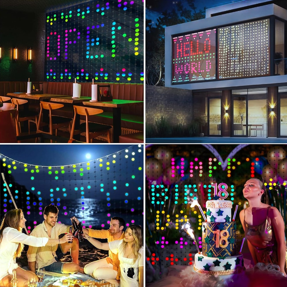 Smart LED Curtain Light APP Control RGB Dimmable DIY Pattern Music Ambient Lighting For Home Holida