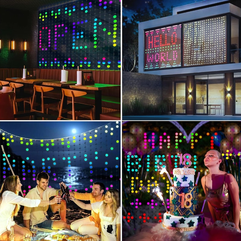 Smart LED Curtain Light APP Control RGB Dimmable DIY Pattern Music Ambient Lighting For Home Holida