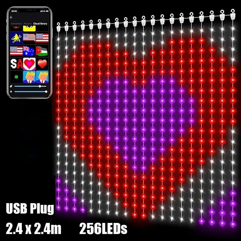 Smart LED Curtain Light APP Control RGB Dimmable DIY Pattern Music Ambient Lighting For Home Holida