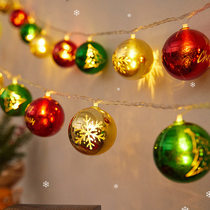 LEDs Battery Powered Yellow, Red, Green Christmas Ball String Light for Party Room, Festival Decor