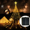 Warm Solar Powered Christmas Tree Fairy Lights with A Star, Colorful Night Party Atmosphere Decor for Christmas Tree Top