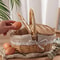 Wicker Picnic Basket with Lid, Handheld Woven Basket, Portable Storage Hamper for Fruits, Snacks, and Sweets for Outdoor