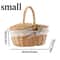 Wicker Picnic Basket with Lid, Handheld Woven Basket, Portable Storage Hamper for Fruits, Snacks, and Sweets for Outdoor