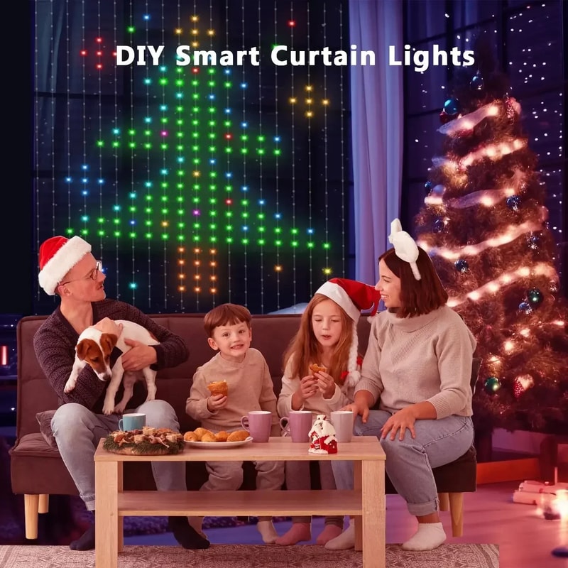 Smart Curtain Light USB DIY App Remote Control Music Sync Christmas Holiday Party Decor 1