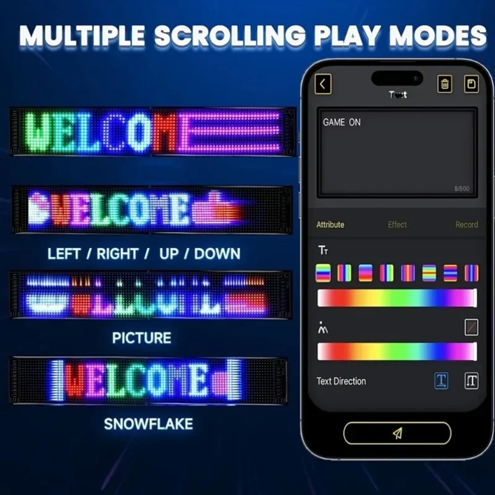 LED Matrix Pixel Panel Display Screen Flexible RGB Car Pattern Graffiti Scrolling Text Animation Sh 3