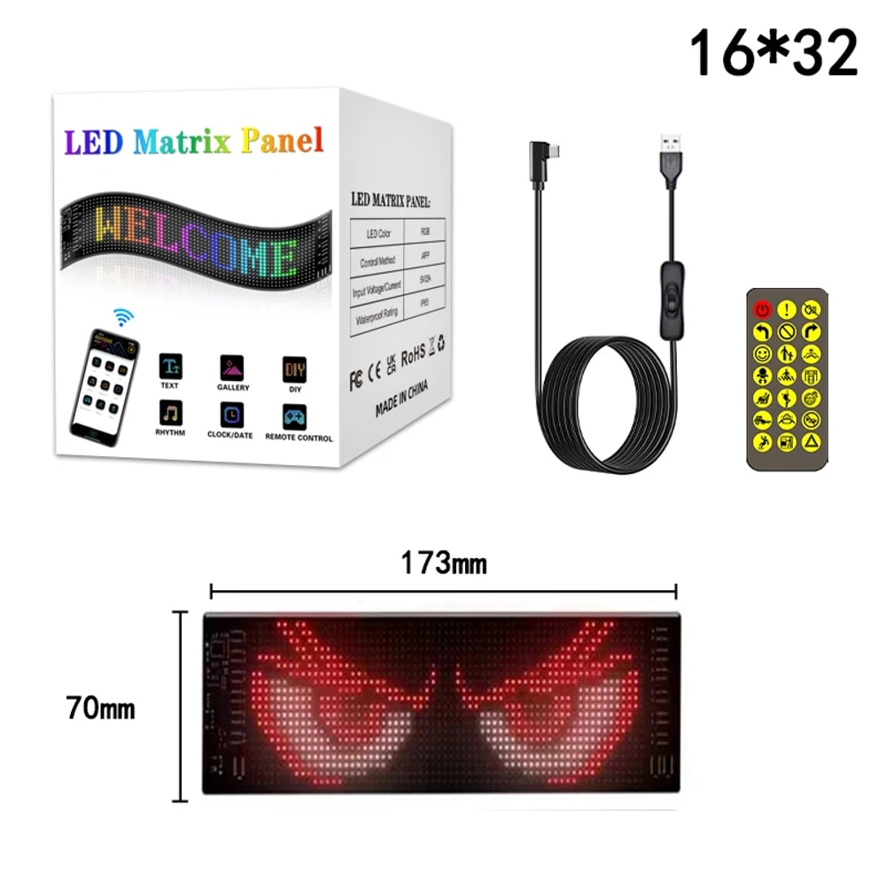 LED Matrix Pixel Panel Display Screen Flexible RGB Car Pattern Graffiti Scrolling Text Animation Sh 5