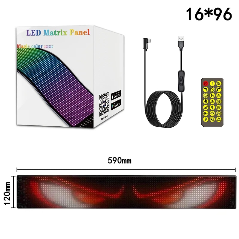 LED Matrix Pixel Panel Display Screen Flexible RGB Car Pattern Graffiti Scrolling Text Animation Sh 6