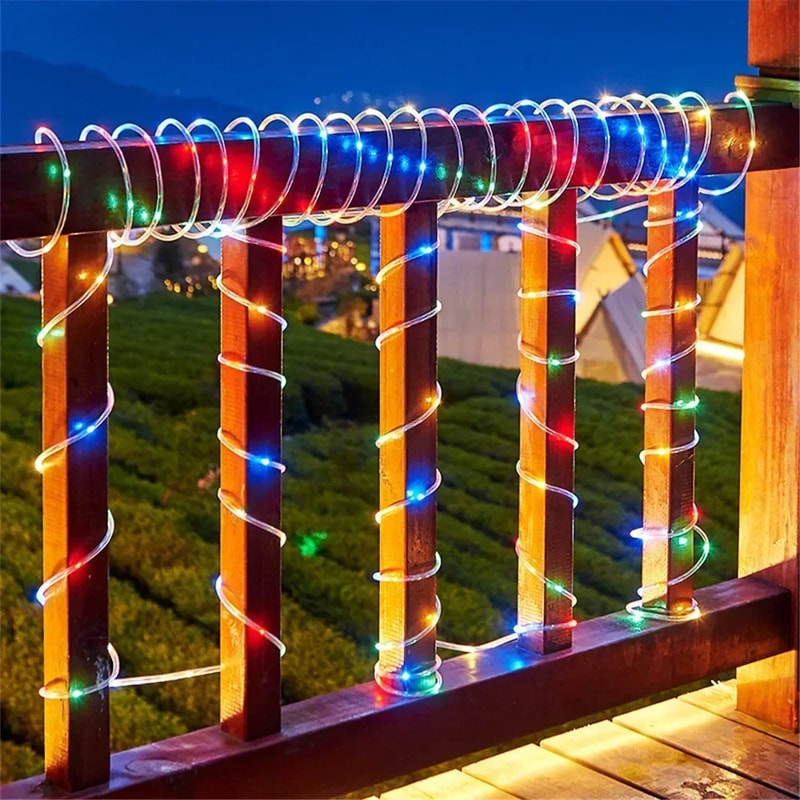 Solar Tube String Light, Waterproof Outdoor LED, Warm White Copper Wire Lights for Garden, Decorative Lights