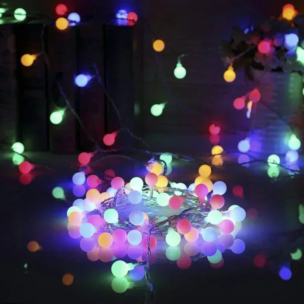 Battery Powered White Ball String Lights Wedding Garland Lamp For Garden Room Christmas And New Yea 2