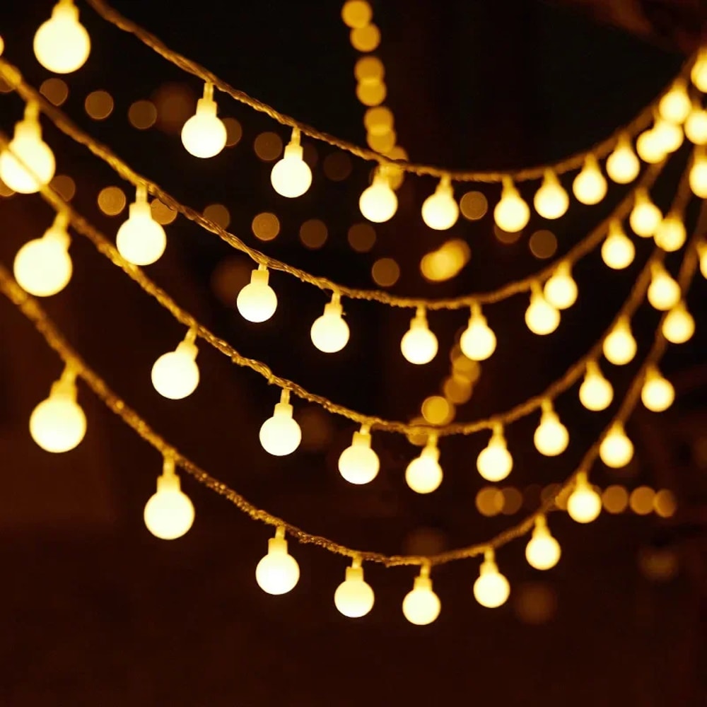 Battery Powered White Ball String Lights Wedding Garland Lamp For Garden Room Christmas And New Yea 4