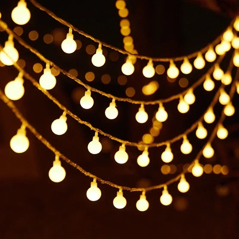 Battery Powered White Ball String Lights Wedding Garland Lamp For Garden Room Christmas And New Yea 4