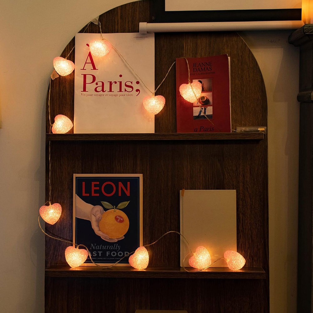 Heart String Lights Battery Powered Valentines Day Fairy Lights Wedding Party Decorations For Home 4