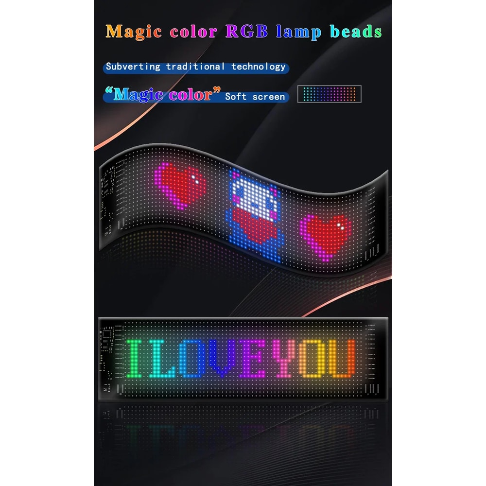 CarTruck RGB Bluetooth Panel Lamp LED Matrix Pixel Lights Programmable Bluetooth App Control Flexib 2