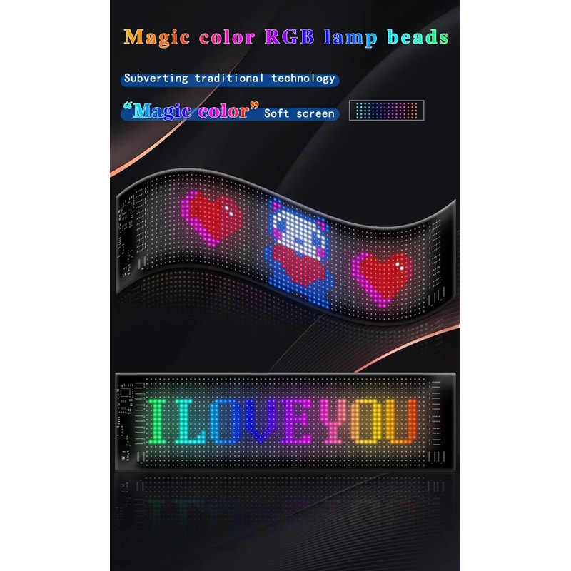 CarTruck RGB Bluetooth Panel Lamp LED Matrix Pixel Lights Programmable Bluetooth App Control Flexib 2