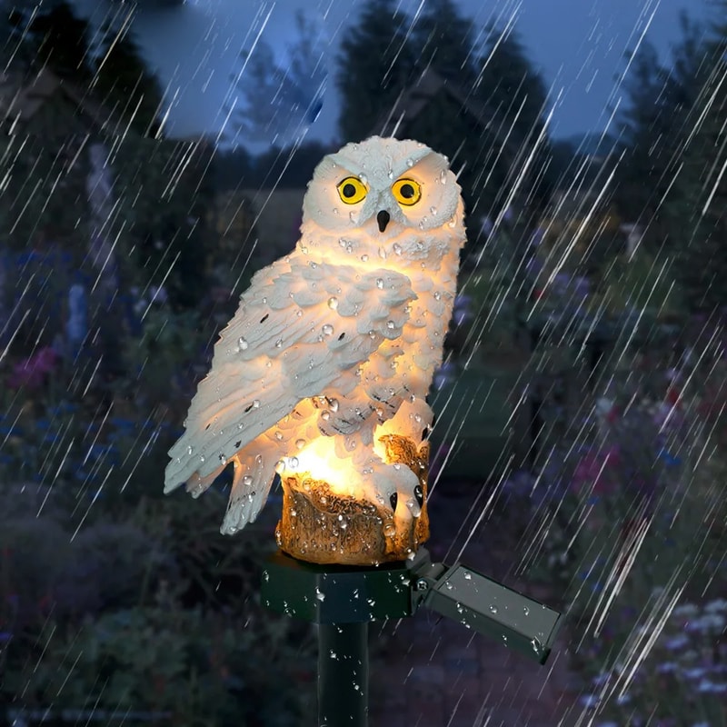 Garden Solar Light Outdoor Decor Resin Owl Solar LED Light With Stake Waterproof Animal Light For F 3