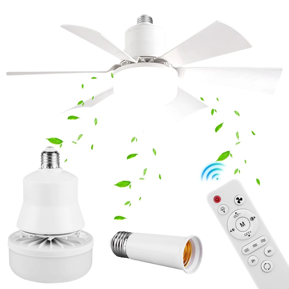 Socket Fan Light Dimmable Ceiling Fan In Light Socket Extender 6 Blades For Bedroom Kitchen 1