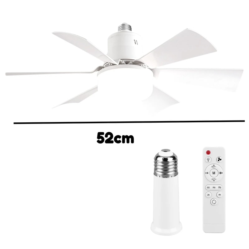 Socket Fan Light Dimmable Ceiling Fan In Light Socket Extender 6 Blades For Bedroom Kitchen 5