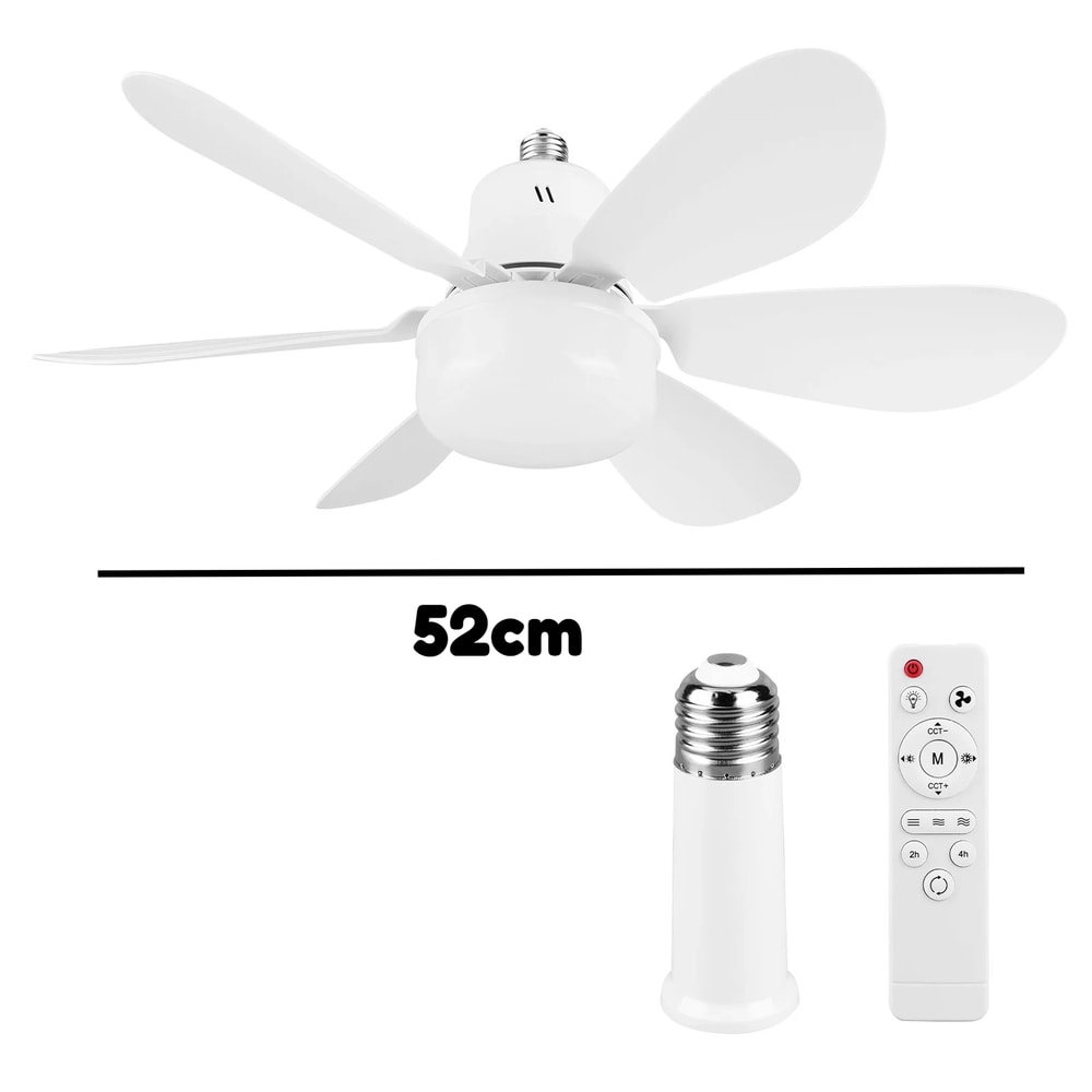 Socket Fan Light Dimmable Ceiling Fan In Light Socket Extender 6 Blades For Bedroom Kitchen 6