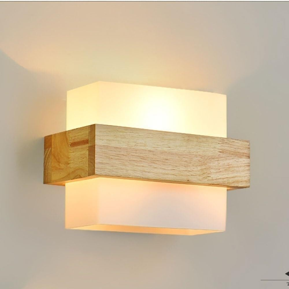 Retro Wooden Wall Lamps, Wall Sconce Solid Wood Primary Color, Bedroom Wall Lamps for Living Room, Bedroom