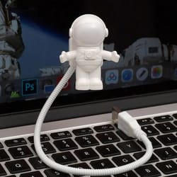 usb powered creative white astronaut shape portable reading desk lamp, ideal for reading, working, night lighting