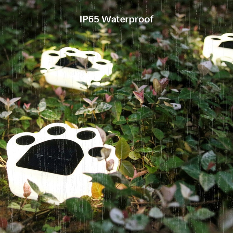 Solar Powered Outdoor Waterproof Lawn Light Bears Paw Shaped Cute Night Light For Garden Pathway Pa 0