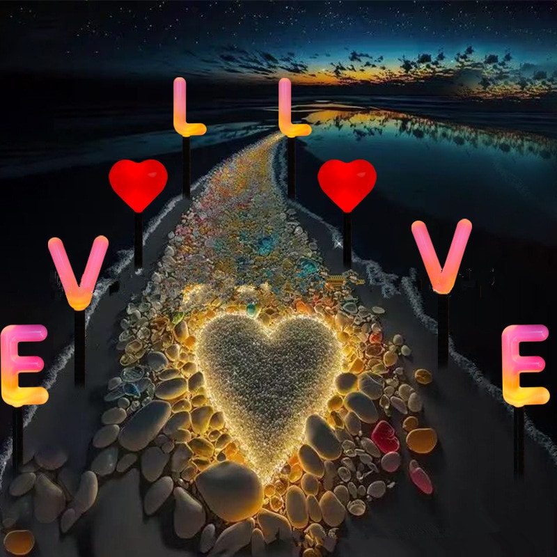 Solar Powered Outdoor Waterproof Love Letter Ground Light Valentines Day Garden Pathway Romantic At 0