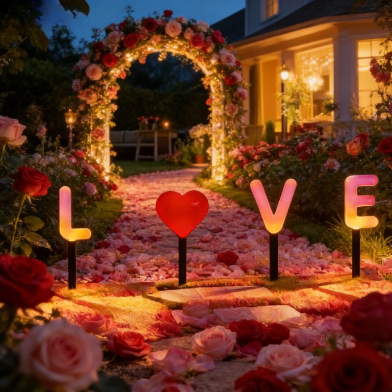 Solar Powered Outdoor Waterproof Love Letter Ground Light Valentines Day Garden Pathway Romantic At 1