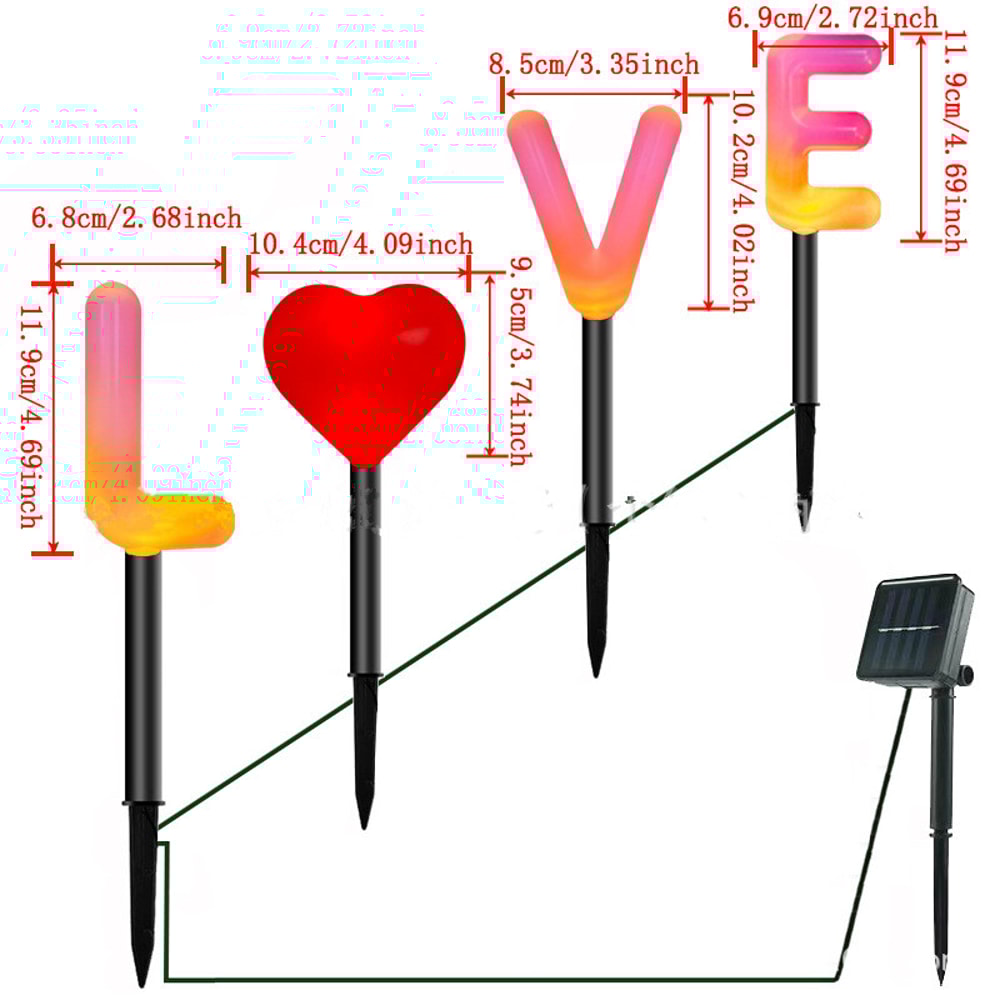 Solar Powered Outdoor Waterproof Love Letter Ground Light Valentines Day Garden Pathway Romantic At 5