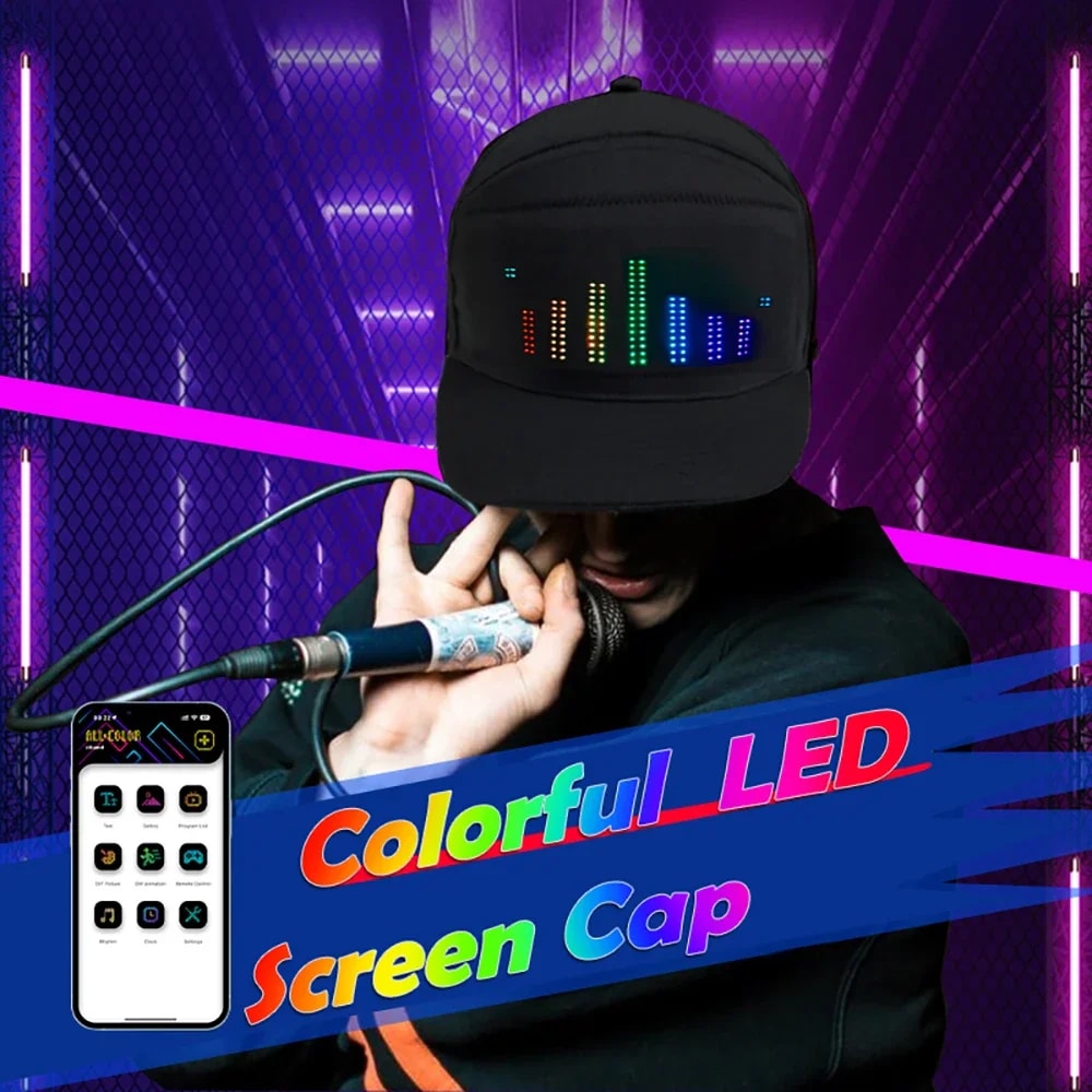 DIY LED Light Display Screen Smart Matrix Hat Bluetooth Baseball Hat APP Controlled Display Caps Co 2