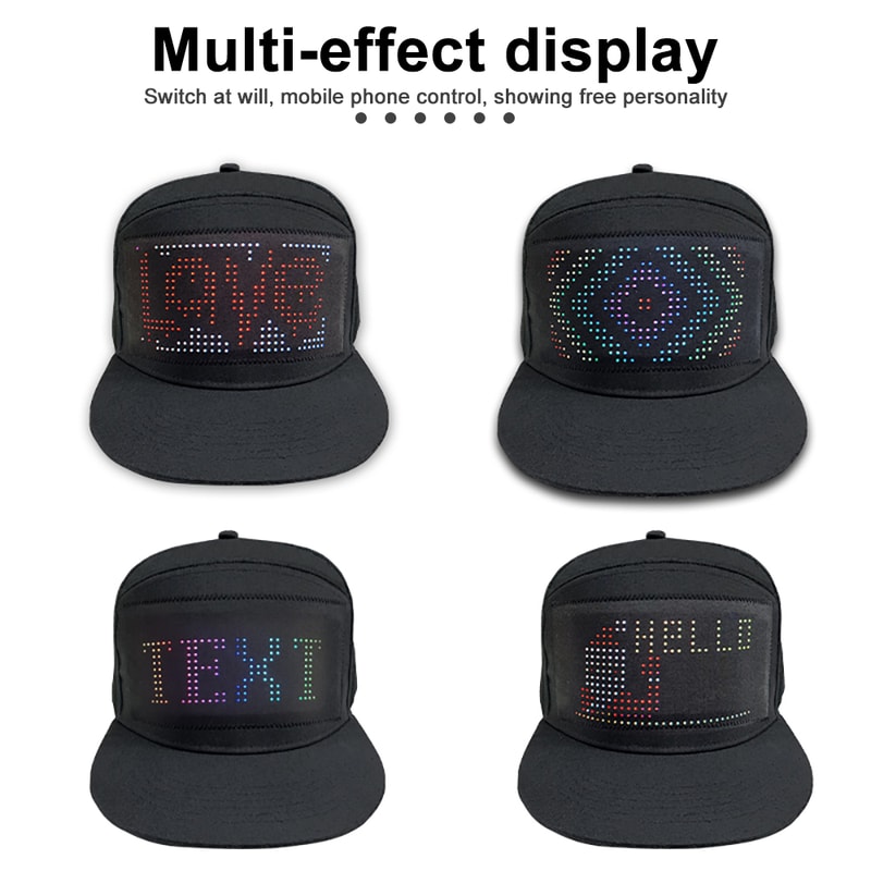 DIY LED Light Display Screen Smart Matrix Hat Bluetooth Baseball Hat APP Controlled Display Caps Co 5
