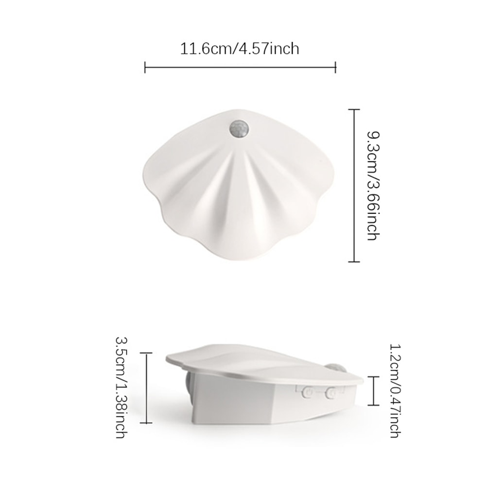 Rechargeable Night Light With Motion Sensor Wireless Magnetic Shell Shape Wall Lamp Dimming For Sta 5